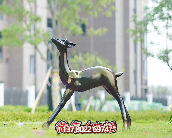校园仿铜玻璃钢鹿雕塑