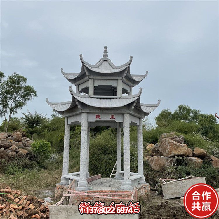 古典青石双层凉亭