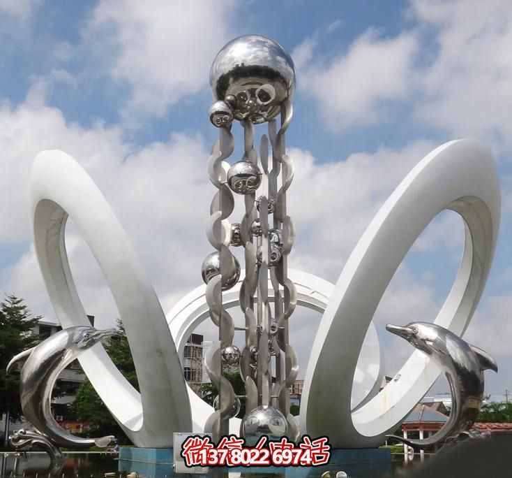 海豚个性不锈钢雕塑,大型广场装饰装置 海豚个性不锈钢雕塑,大型广场装饰装置