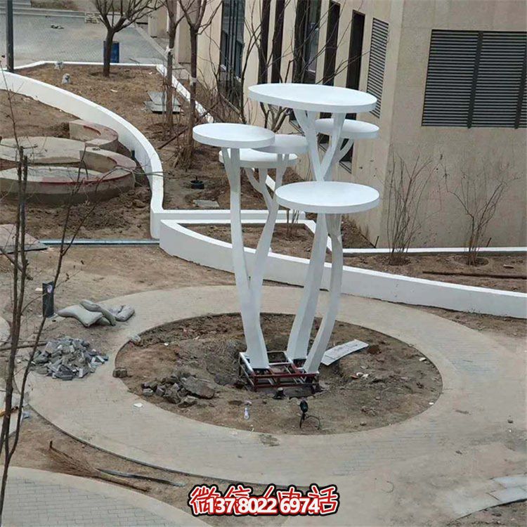 不锈钢抽象植物树雕塑