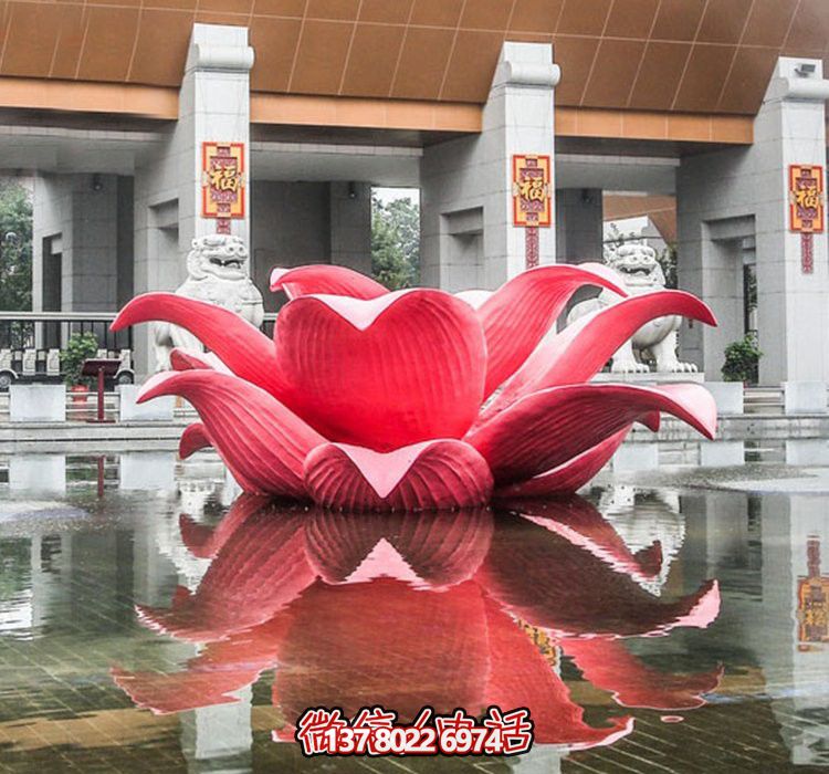 不锈钢彩色喷泉荷花雕塑 不锈钢彩色喷泉荷花雕塑