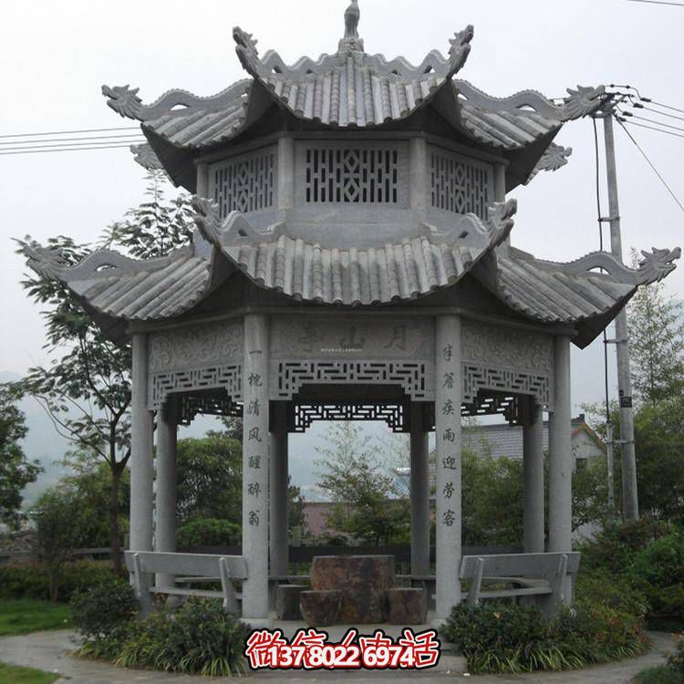 仿古青石凉亭，美观大方，雕塑精美