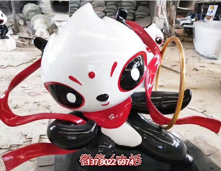 玻璃彩绘卡通兔子雕塑