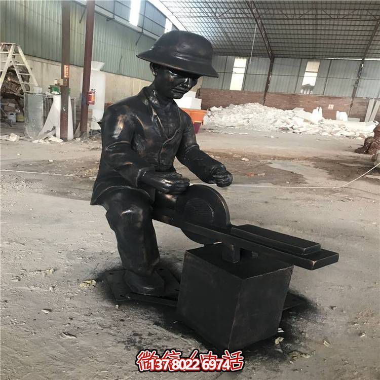 玻璃钢雕塑仿铜人物农耕文化主题雕塑