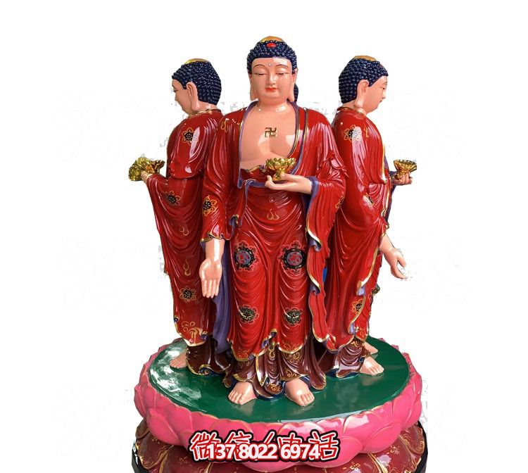 玻璃钢彩绘站莲花上如来佛祖雕塑