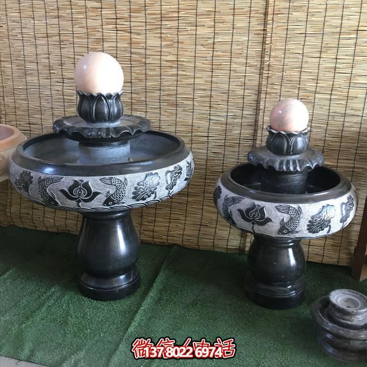 小型黑色大理石风水招财摆件，室内办公家用