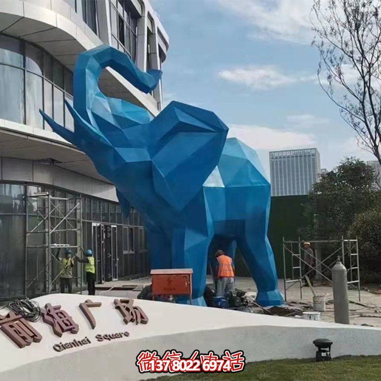 几何雕塑大象，装点商场、户外广场