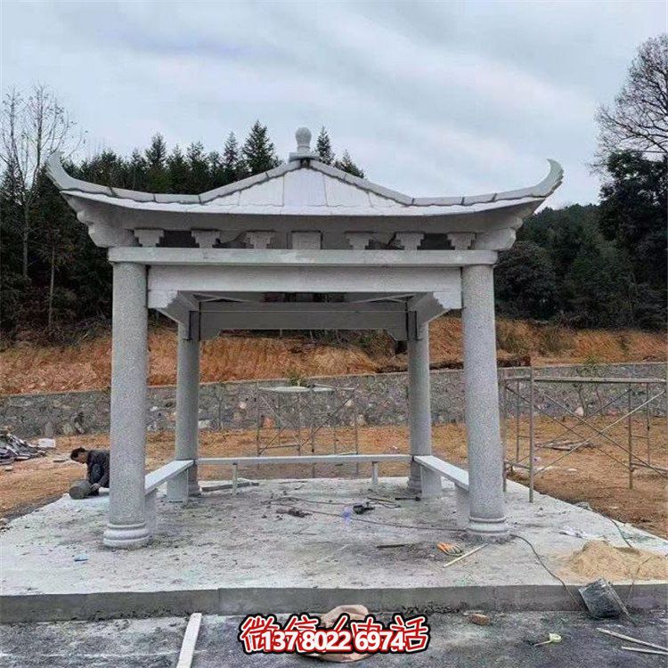 独具魅力的石雕凉亭，点缀园林景观