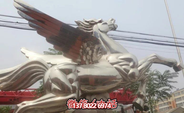 银色飞马玻璃钢雕塑