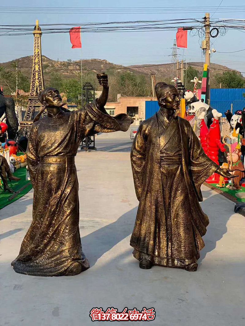玻璃钢历史名人古代著名诗人李白杜甫雕像