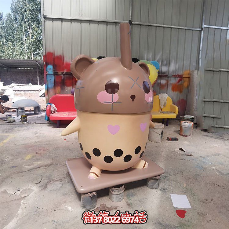 奶茶店玻璃钢卡通创意奶茶造型公仔