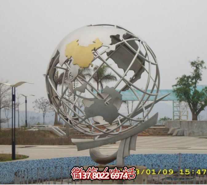 不锈钢金属网格户外地球仪雕塑