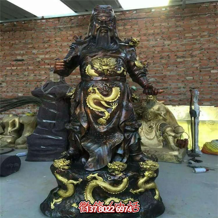 玻璃钢彩绘寺庙大型关公雕塑