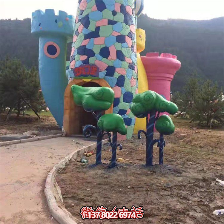 游乐园户外摆放玻璃钢卡通城堡模型雕塑