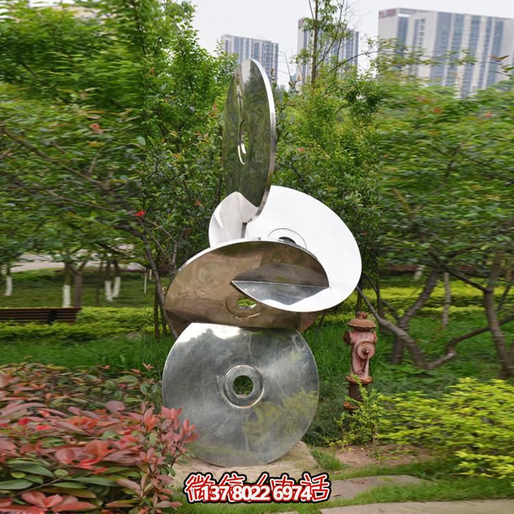 公园摆放不锈钢镜面光盘景观雕塑