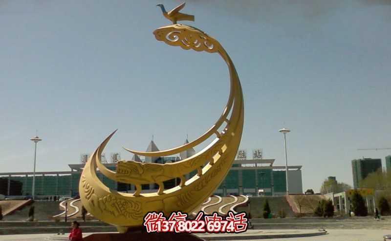 城市标志不锈钢喷金高飞的天鹅雕塑 城市标志不锈钢喷金高飞的天鹅雕塑