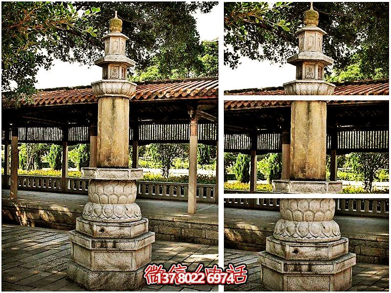 莲花底座浮雕佛像石经幢 莲花底座浮雕佛像石经幢