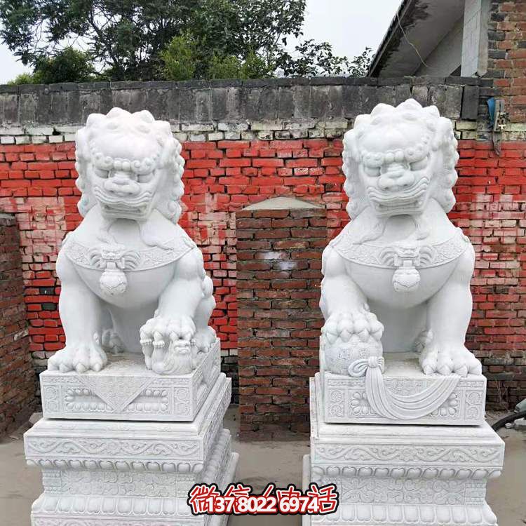 陵园大型大理石石雕辟邪狮子雕塑