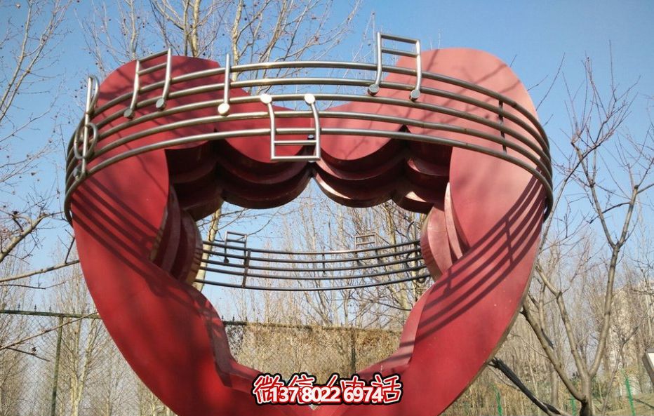 户外广场玻璃钢音符爱心雕塑 户外广场玻璃钢音符爱心雕塑