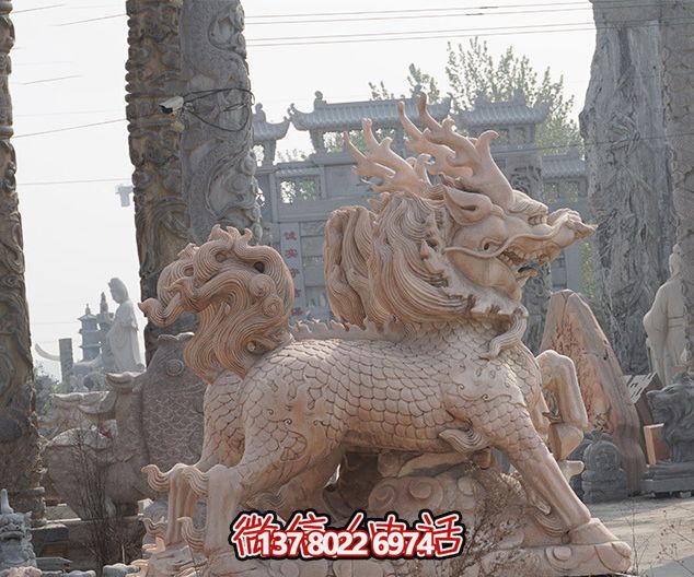景区大型动物景观石雕麒麟雕塑 景区大型动物景观石雕麒麟雕塑