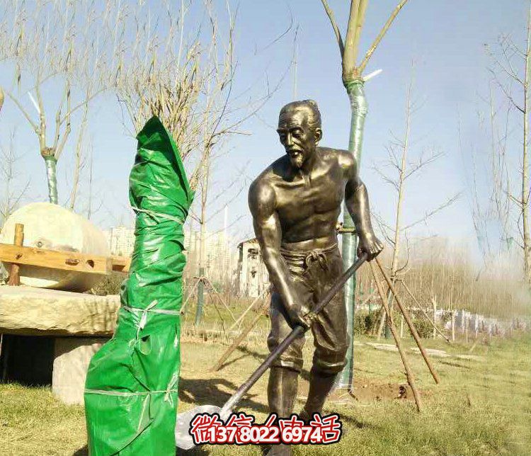 公园铸铜栽树人物铜雕