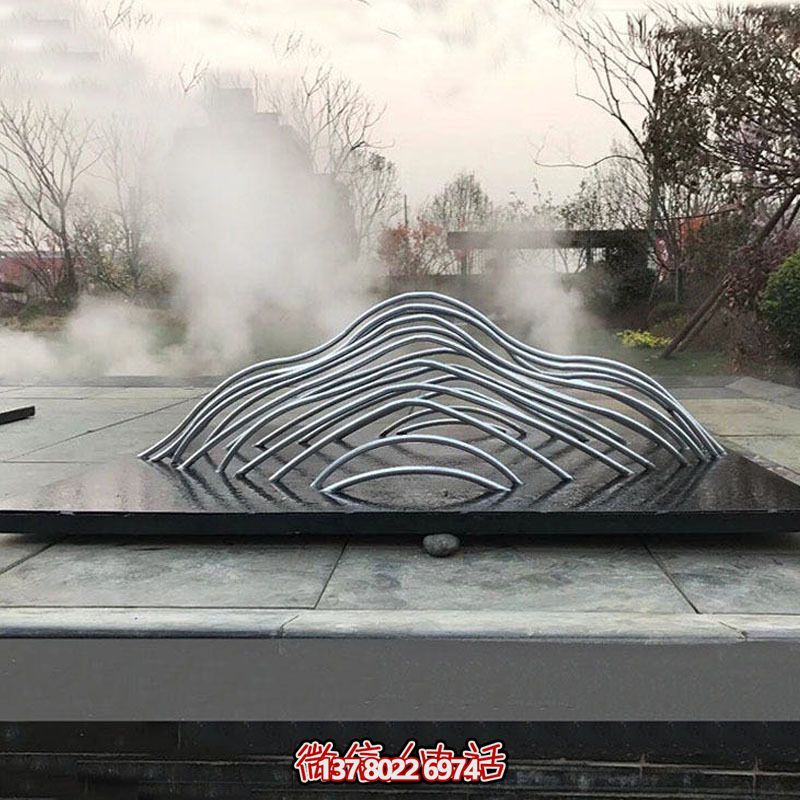 景区园林抽象不锈钢假山室外水景 景区园林抽象不锈钢假山室外水景