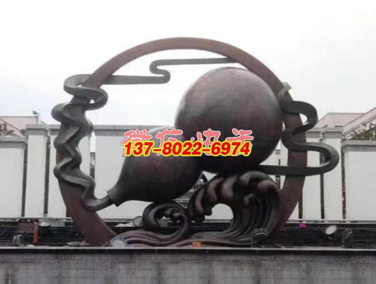 祥葫逐浪・环意承福 —— 不锈钢传统意象景观雕塑