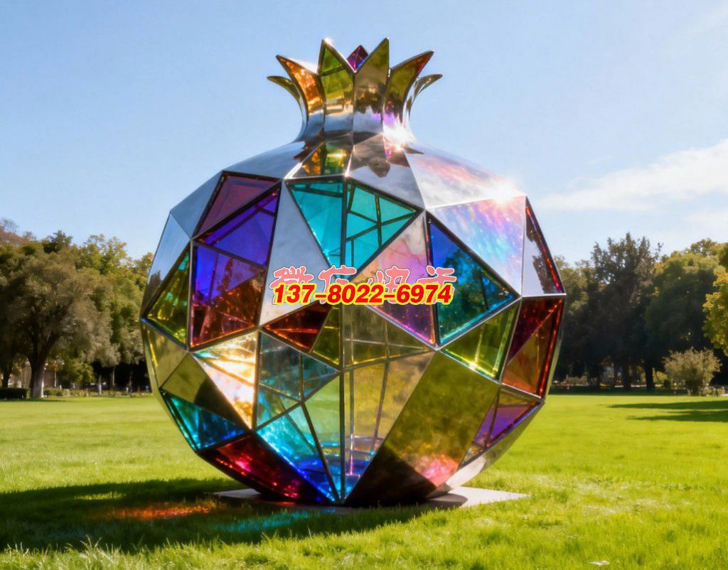 《晶簇同心・榴韵华章》：不锈钢景观雕塑凝萃石榴意象，织就民族团结的绚烂符号