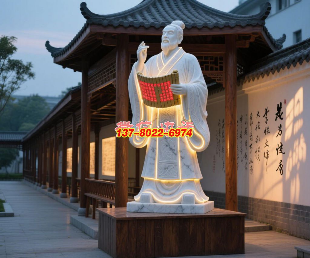 先贤执简传道启文脉——人物石材雕塑