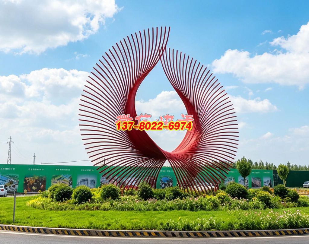 凤舞九天——红色不锈钢景观抽象雕塑