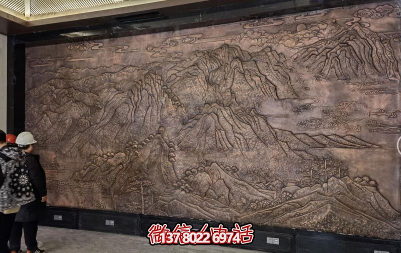 室内铜浮雕墙——山东泰安石敢当旅游区室内金属浮雕墙项目