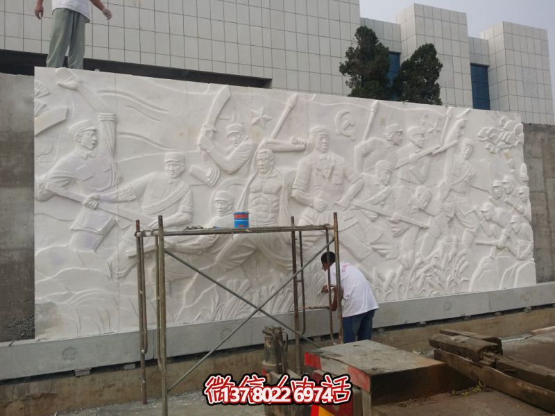 汉白玉文化景观墙项目-河南漯河烈士陵园浮雕墙工程